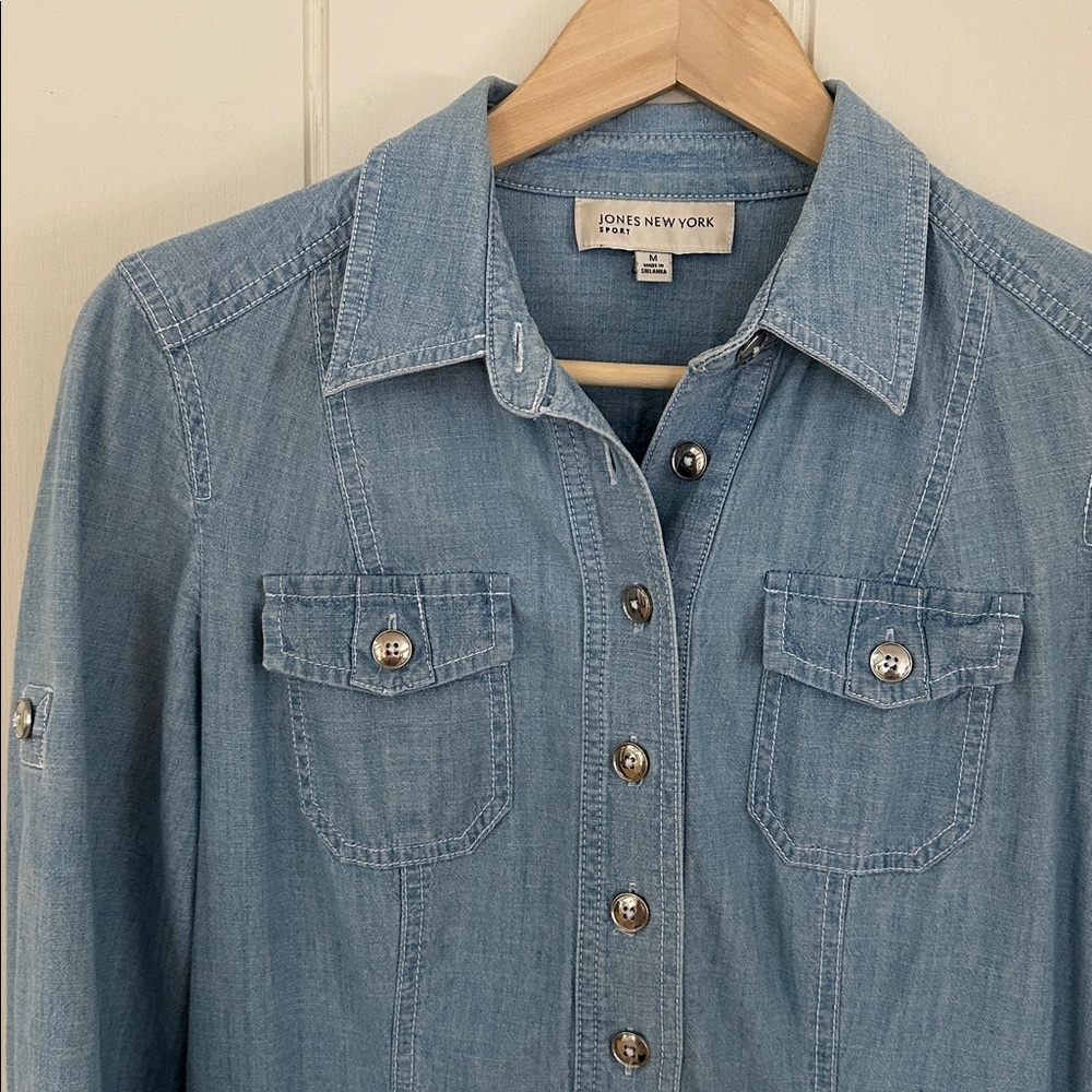 Jones New York Light Blue Denim Shirt - Picture 3 of 8